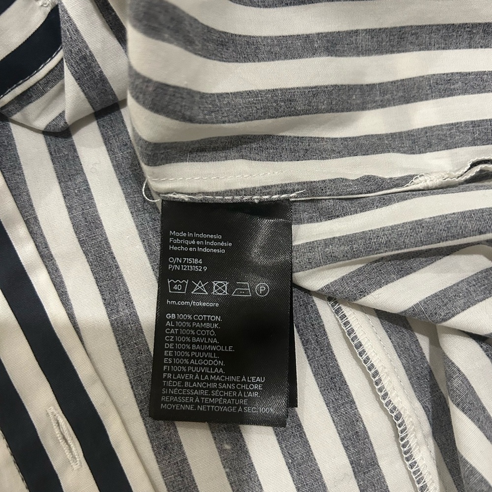 H&M Navy Striped Long Sleeve Full Buttoned Mini Dress - Picture 13 of 13